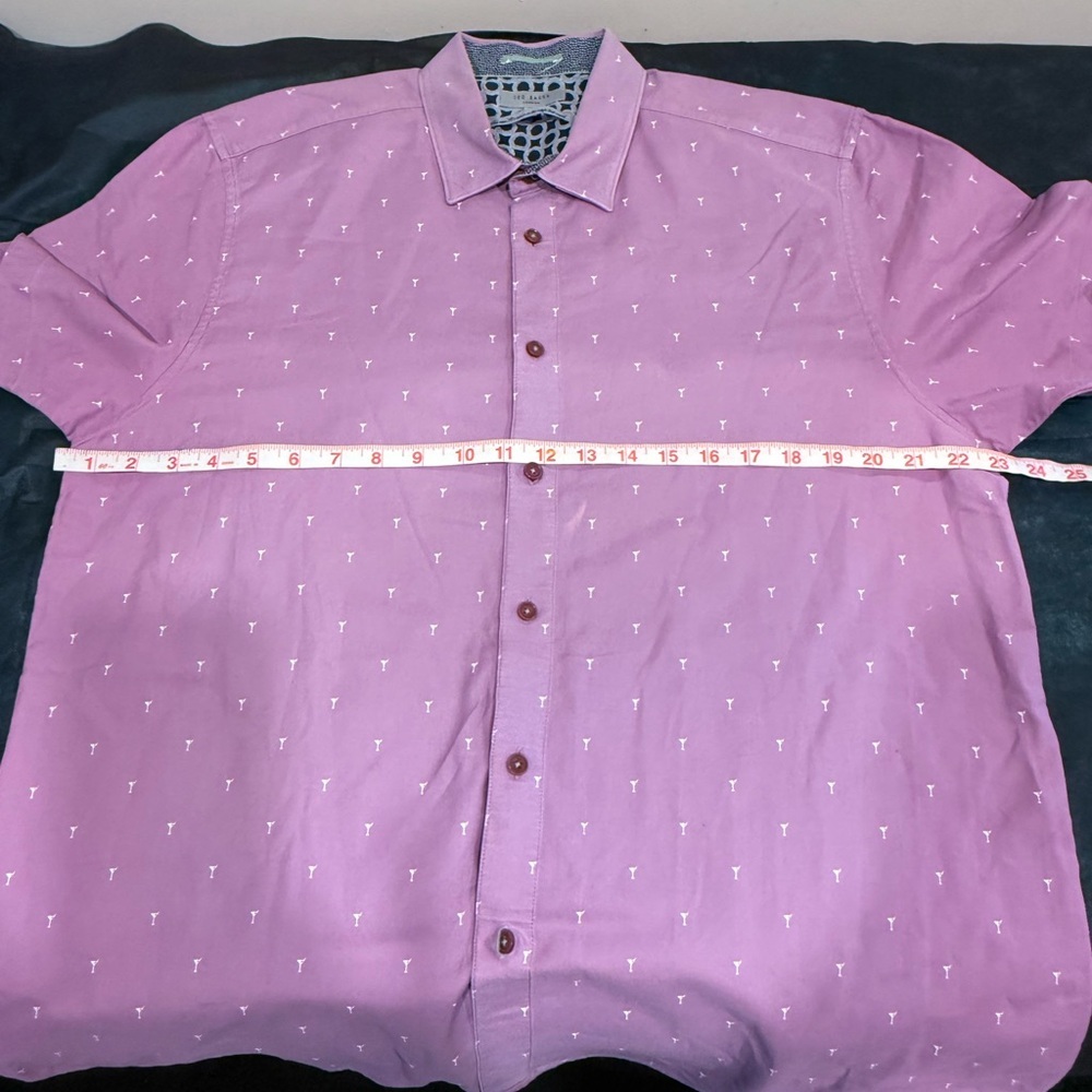 🔥Ted Baker Men's Short Sleeve Button-Up Shirt - Lavender Size 6 EC🔥 - Picture 6 of 6